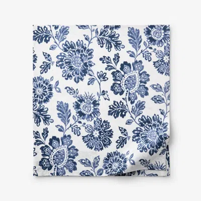 The Company Store Floral Indigo Garden Classic Cool Cotton Percale Flat Bed Sheet In Blue
