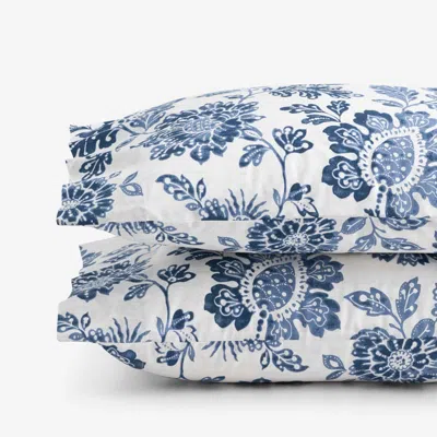 The Company Store Floral Indigo Garden Classic Cool Cotton Percale Pillowcase Set In Blue