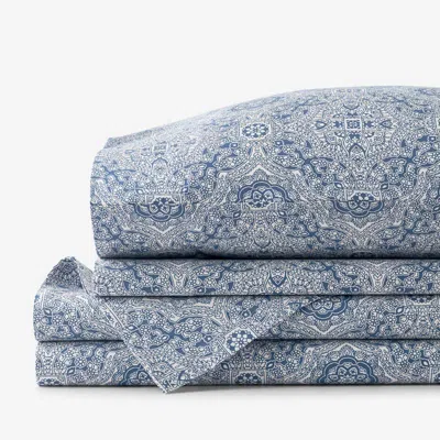 The Company Store Floral Tapestry Premium Smooth Sateen Bed Sheet Set In Blue