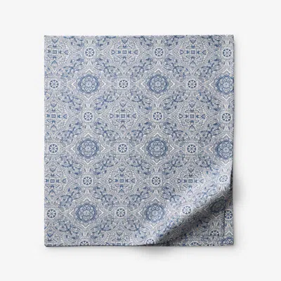 The Company Store Floral Tapestry Premium Smooth Sateen Flat Bed Sheet In Blue