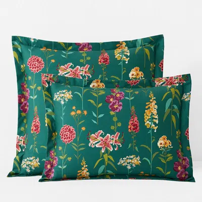 The Company Store Flower Garden Premium Smooth Wrinkle-free Sateen Sham In Green/purple/yellow