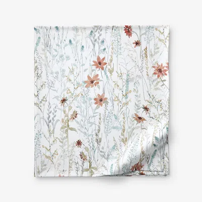 The Company Store Forest Willow Premium Smooth Wrinkle-free Sateen Flat Bed Sheet In Blue/white