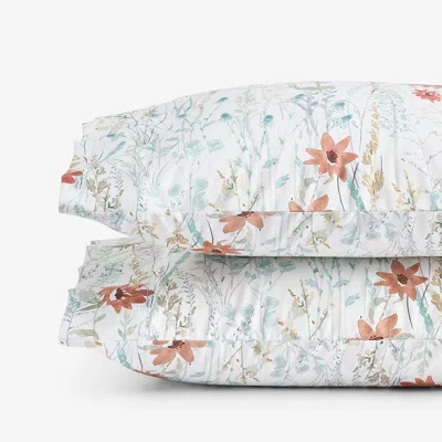 The Company Store Forest Willow Premium Smooth Wrinkle-free Sateen Pillowcase Set In Blue/white