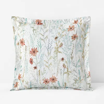 The Company Store Forest Willow Premium Smooth Wrinkle-free Sateen Sham In Blue/white