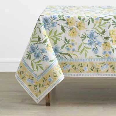 The Company Store Garden Floral Cotton Tablecloth In Green/yellow