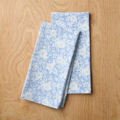 The Company Store Garden Floral Cotton Tea Towels, Set Of 2 In Blue