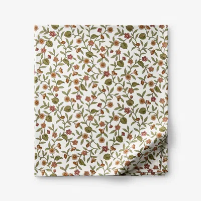 The Company Store Garden Florals Premium Smooth Wrinkle-free Sateen Flat Bed Sheet In Green/red