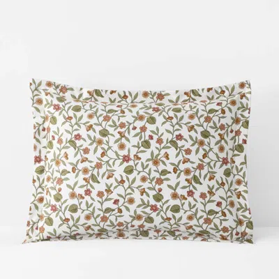 The Company Store Garden Florals Premium Smooth Wrinkle-free Sateen Sham In Green/red