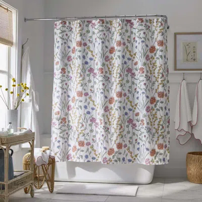The Company Store Garden Mirage Classic Cool Cotton Percale Shower Curtain In White