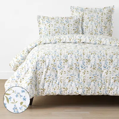 The Company Store Garden Mist Classic Cool Cotton Percale Comforter In Blue/green/ivory