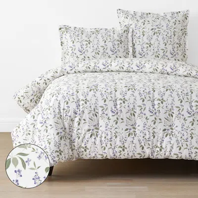 The Company Store Garden Mist Classic Cool Cotton Percale Comforter In Green/ivory/purple