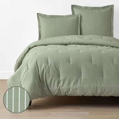 The Company Store Garden Mist Classic Cool Cotton Percale Comforter In Stripe Green