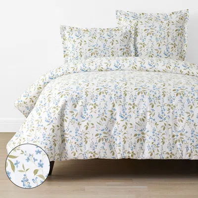 The Company Store Garden Mist Classic Cool Cotton Percale Duvet Cover In Blue/green/ivory