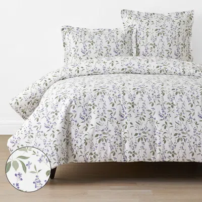 The Company Store Garden Mist Classic Cool Cotton Percale Duvet Cover In Green/ivory/purple