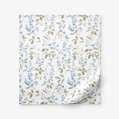 The Company Store Garden Mist Classic Cool Cotton Percale Flat Bed Sheet In Blue/green/ivory
