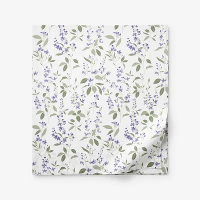 The Company Store Garden Mist Classic Cool Cotton Percale Flat Bed Sheet In Green/ivory/purple