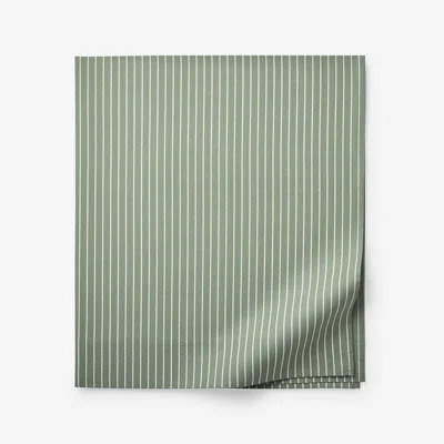 The Company Store Garden Mist Classic Cool Cotton Percale Flat Bed Sheet In Stripe Green