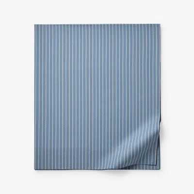 The Company Store Garden Mist Classic Cool Cotton Percale Flat Bed Sheet In Stripe Smoke Blue
