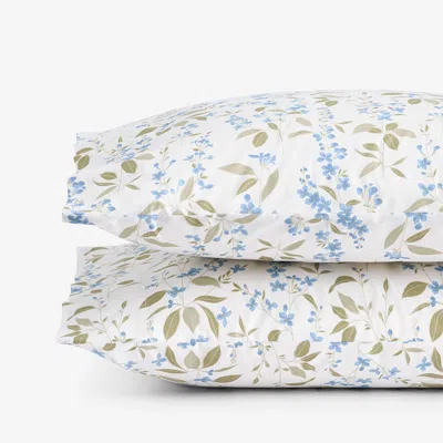 The Company Store Garden Mist Classic Cool Cotton Percale Pillowcase Set In Blue/green/ivory
