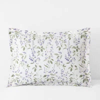 The Company Store Garden Mist Classic Cool Cotton Percale Sham In Green/ivory/purple