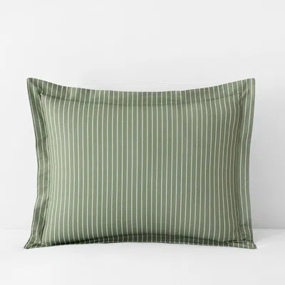The Company Store Garden Mist Classic Cool Cotton Percale Sham In Stripe Green