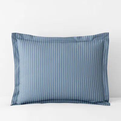 The Company Store Garden Mist Classic Cool Cotton Percale Sham In Stripe Smoke Blue