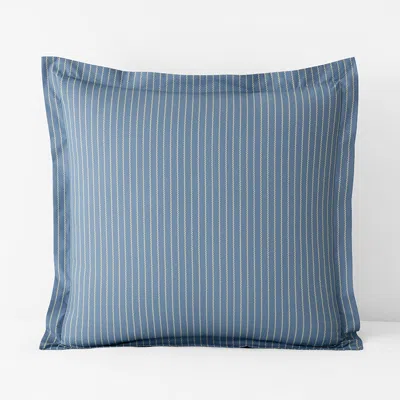 The Company Store Garden Mist Classic Cool Cotton Percale Sham In Stripe Smoke Blue