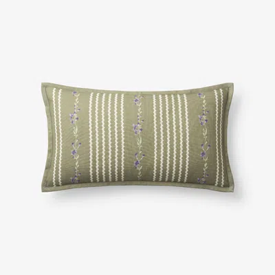 The Company Store Garden Mist Decorative Lumbar Pillow Cover In Dark Green
