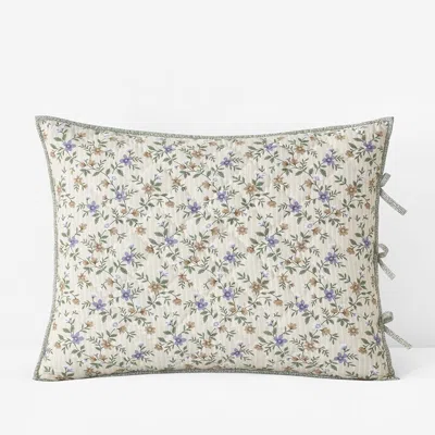 The Company Store Garden Mist Reversible Quilted Sham In Beige/green