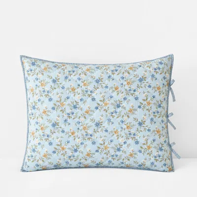 The Company Store Garden Mist Reversible Quilted Sham In Blue