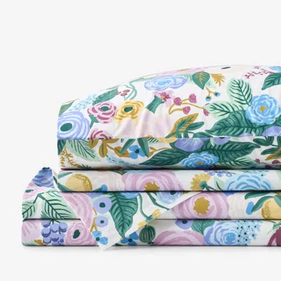 The Company Store Garden Party Classic Cool Cotton Percale Bed Sheet Set In Blue/green/purple
