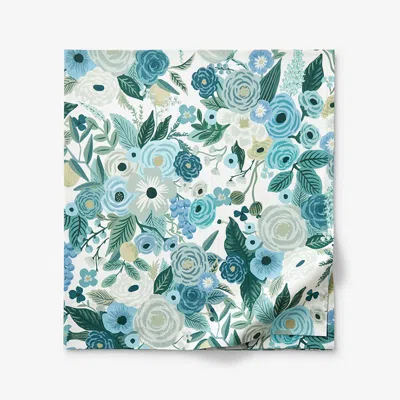 The Company Store Garden Party Classic Cool Cotton Percale Flat Bed Sheet In Blue/green/teal