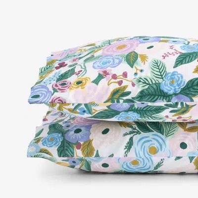 The Company Store Garden Party Classic Cool Cotton Percale Pillowcase Set In Blue/green/purple