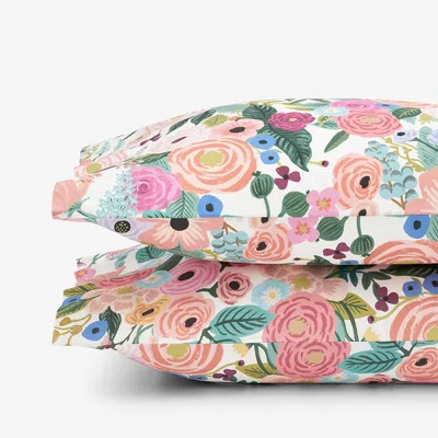 The Company Store Garden Party Classic Cool Cotton Percale Pillowcase Set In Green/pink