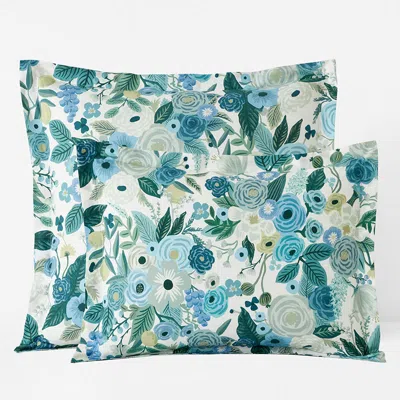 The Company Store Garden Party Classic Cool Cotton Percale Sham In Blue/green/teal