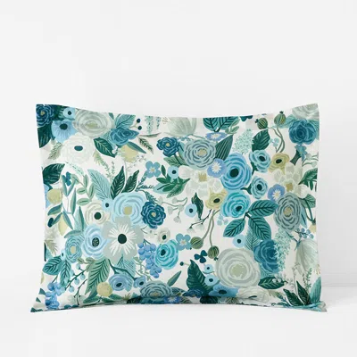 The Company Store Garden Party Classic Cool Cotton Percale Sham In Blue/green/teal