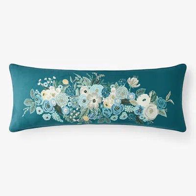 The Company Store Garden Party Decorative Lumbar Pillow Cover In Blue/green/teal
