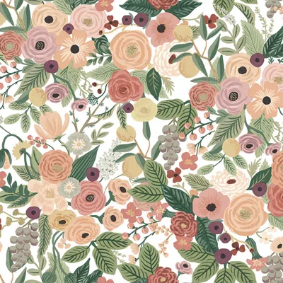 The Company Store Garden Party Removable Wallpaper In Green/pink/red