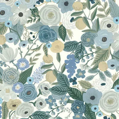 The Company Store Garden Party Traditional Wallpaper In Blue