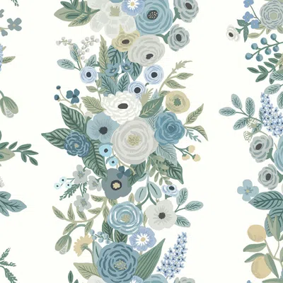 The Company Store Garden Party Trellis Traditional Wallpaper In Blue/gray/green