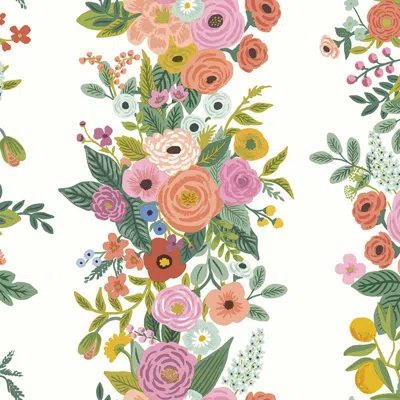 The Company Store Garden Party Trellis Traditional Wallpaper In Green/orange/coral
