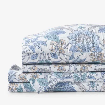 The Company Store Garden Song Premium Smooth Sateen Bed Sheet Set In Blue