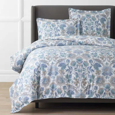 The Company Store Garden Song Premium Smooth Sateen Duvet Cover In Blue
