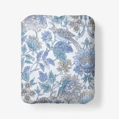The Company Store Garden Song Premium Smooth Sateen Fitted Bed Sheet In Blue