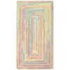 The Company Store Garden Stripe Reversible Braided Cotton Rug In Pink/yellow