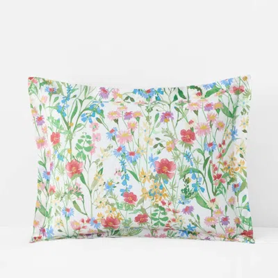 The Company Store Garden Symphony Classic Cool Cotton Percale Sham In Green/pink
