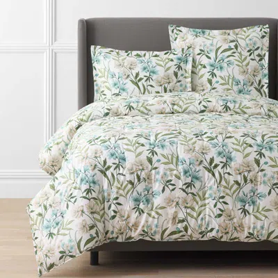 The Company Store Gardenia Mist Premium Smooth Wrinkle-free Sateen Comforter In Blue/green/teal