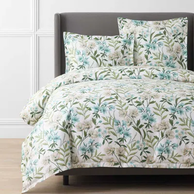 The Company Store Gardenia Mist Premium Smooth Wrinkle-free Sateen Duvet Cover In Blue/green/teal