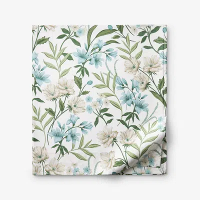 The Company Store Gardenia Mist Premium Smooth Wrinkle-free Sateen Flat Bed Sheet In Blue/green/teal