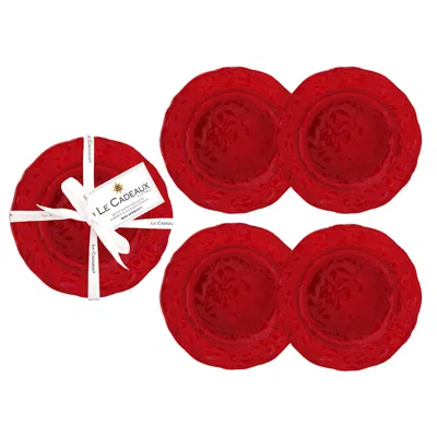 The Company Store Garnet Melamine Appetizer Plates, Set Of 4 In Red